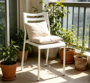 White Lightweight Plastic Desk Chair, Compact